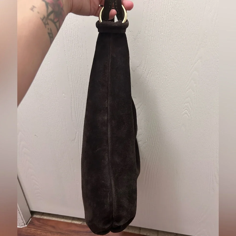 Marlon Made In Italy Dark Brown Suede Hobo Bag- Genuine Leather - Picture 8 of 16